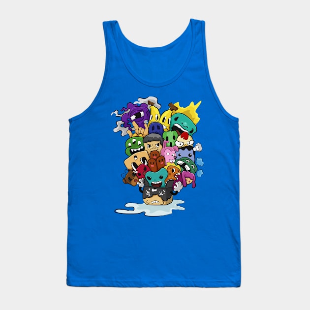 fu-cube and Freind Monster Colored Doodle Tank Top by Giraroad